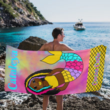 Load image into Gallery viewer, Cocoa Cutie Be A Mermaid LOCS Beach Towel 31&quot;x71&quot;(PICK SKIN TONE)

