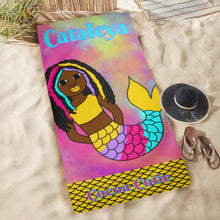Load image into Gallery viewer, Cocoa Cutie Be A Mermaid LOCS Beach Towel 31&quot;x71&quot;(PICK SKIN TONE)
