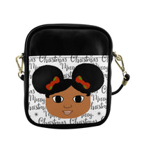 Load image into Gallery viewer, Cocoa Cutie Christmas Afro Puffs Faux Leather Purse (PICK YOUR SKIN TONE)
