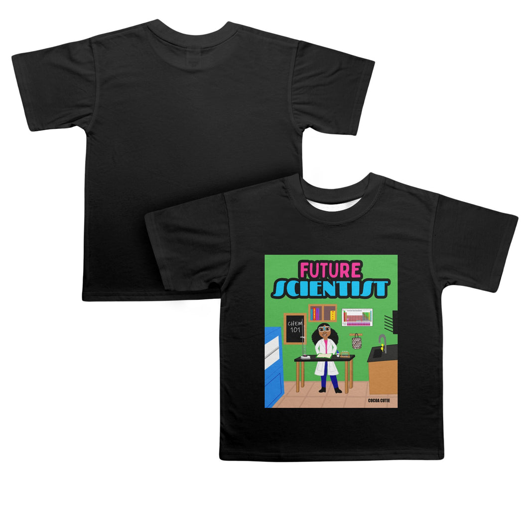 Cocoa Cutie Future Scientist-Girl Kids' T-Shirt(PICK SKIN TONE)