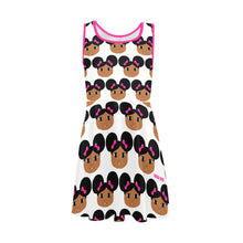 Load image into Gallery viewer, Cocoa Cutie Afro Puffs and Pink Bows Kid&#39;s Dress (PICK YOUR SKIN TONE)
